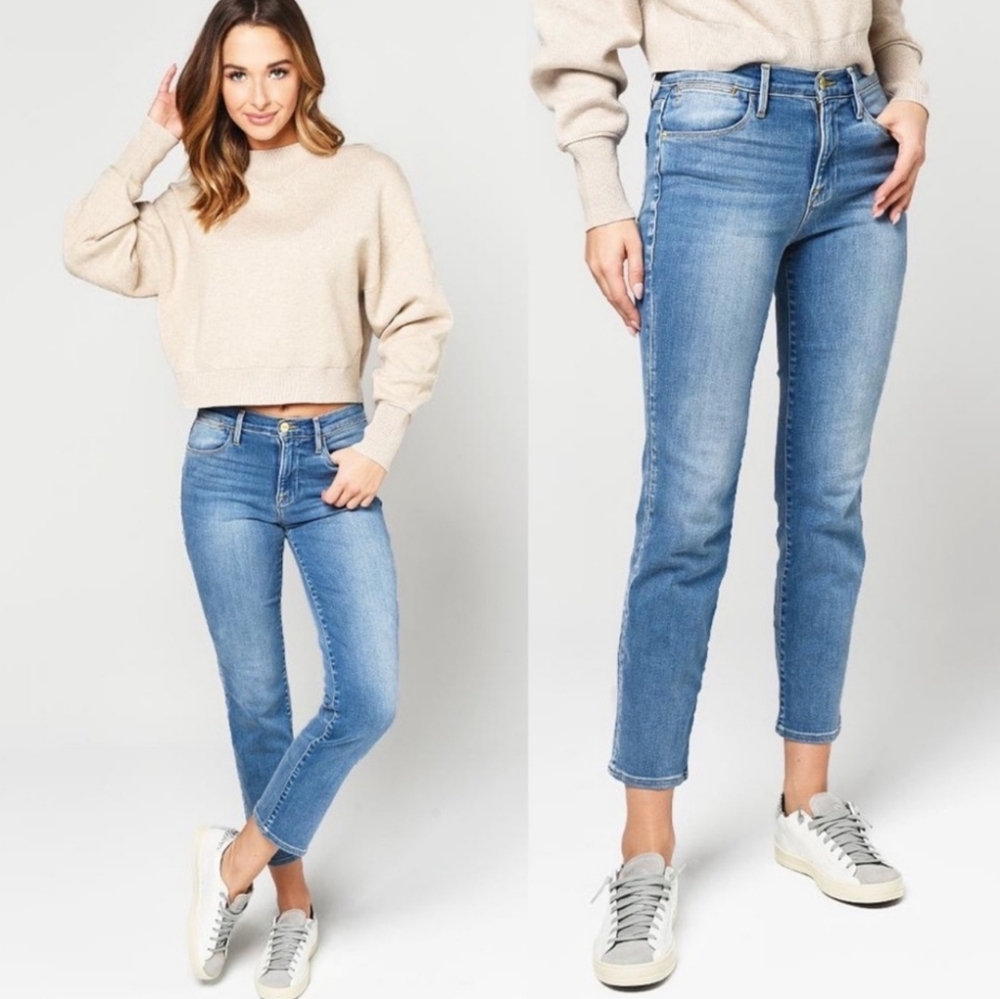 FRAME Le High Straight Ankle Denim Jeans In BIXBY Wash Size 27